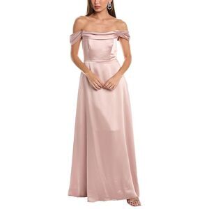 The Dessy Group Womens Dessy Collection Off-The-Shoulder Gown, Beige